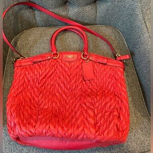 Coach Madison Quilted Chevron Nylon Lindsey Satchel